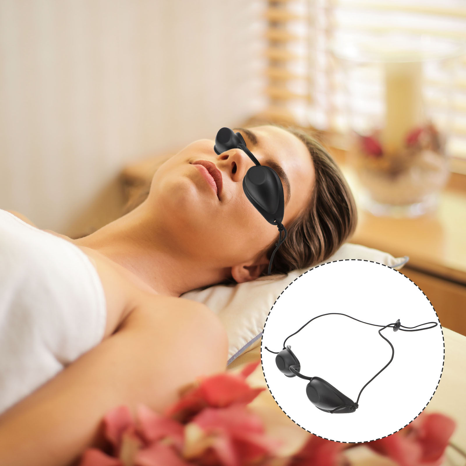 Light Therapy Glasses - แว่นตานิรภัย แผ่นปิดตา แว่นตาป้องกัน แสงสีแดง แสงสีฟ้า บำบัดฟันขาว