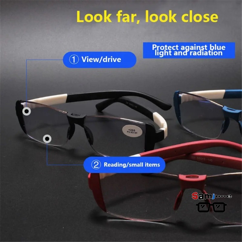 Light Therapy Glasses - แว่นตา Samjune ป้องกันแสงสีฟ้า แว่นตาบำบัดด้วยแม่เหล็ก แว่นสายตายาวอัจฉริยะ แว่นอ่านหนังสือแบบสองชั้น