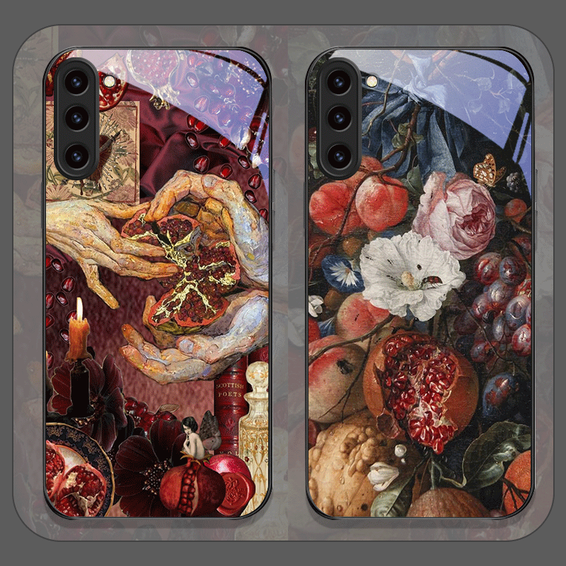 Samsung Galaxy S25 - เคสโทรศัพท์มือถือลายดอกทับทิมสุดหรู ทำจากกระจกนิรภัย สำหรับ Samsung Galaxy S25