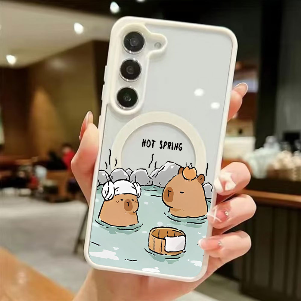 Samsung Galaxy S25 - เคสโทรศัพท์แม่เหล็กใสลายคาปิบารา สำหรับ Samsung Galaxy S26 S25