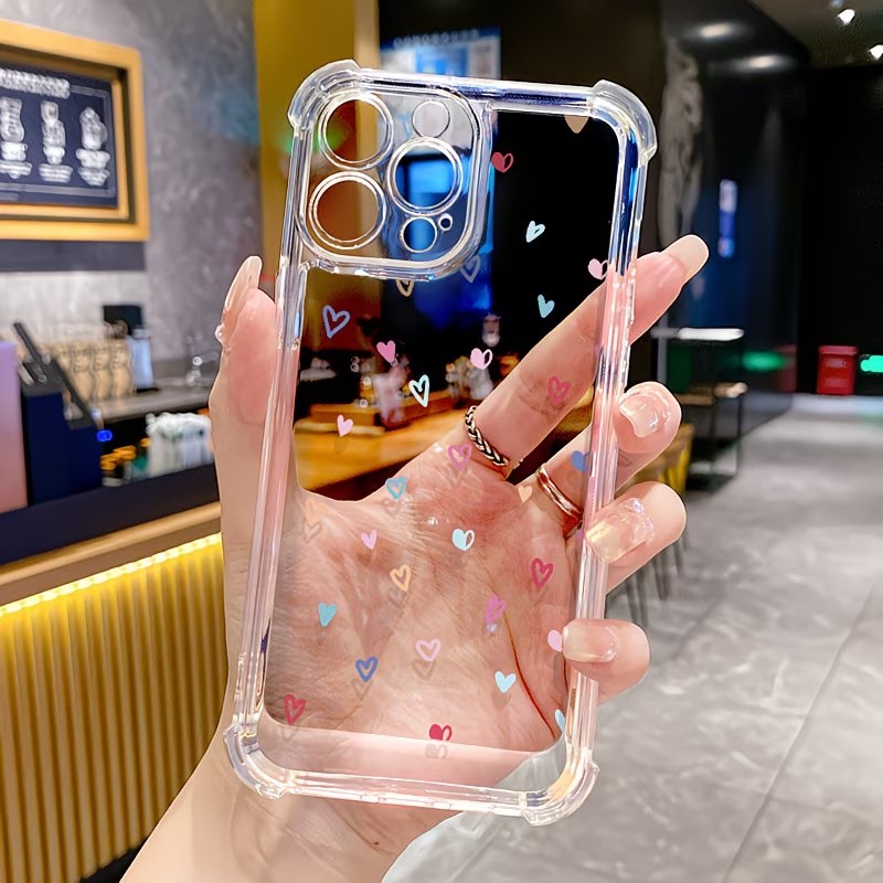 Apple Iphone 15 - เคสโทรศัพท์ใสลายหัวใจหลากสี สำหรับ iPhone 17 16 15