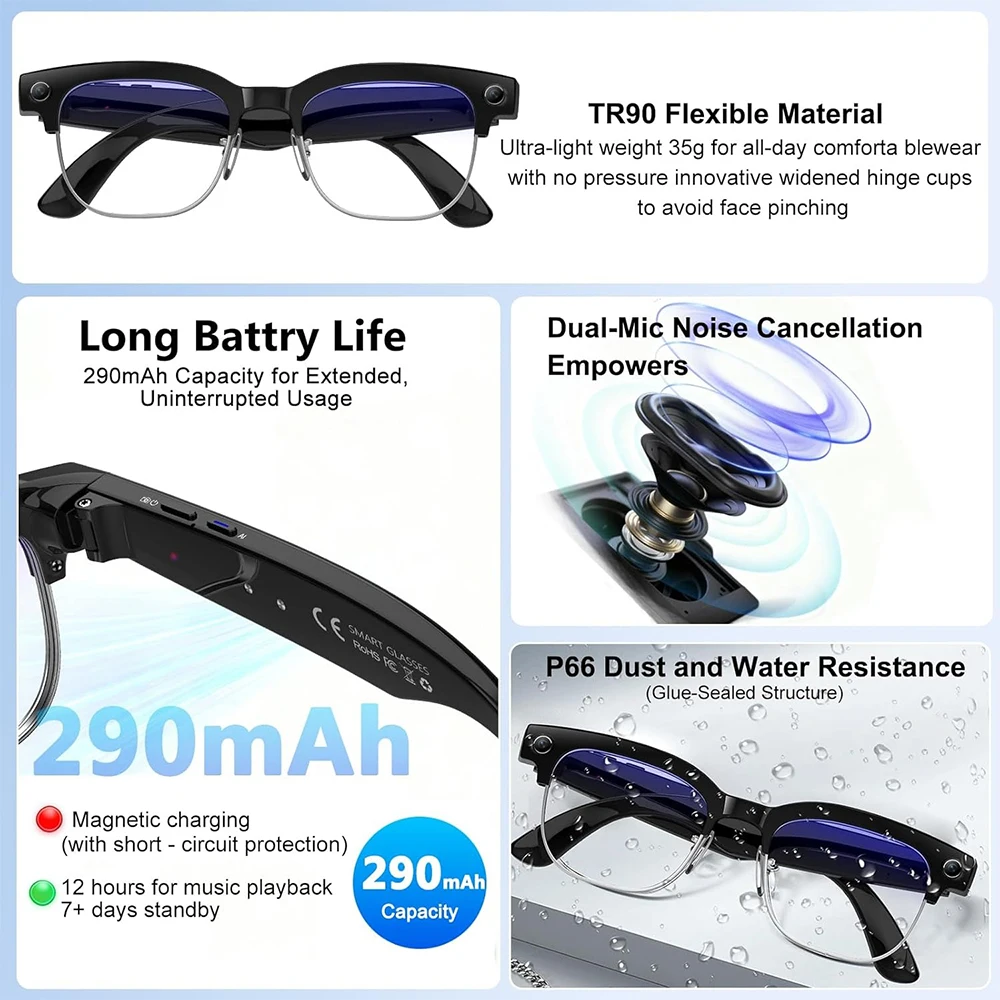 แว่นตาอัจฉริยะ 4K AI กล้อง 8MP - Smart Glasses Lens บทวิจารณ์และราคา
